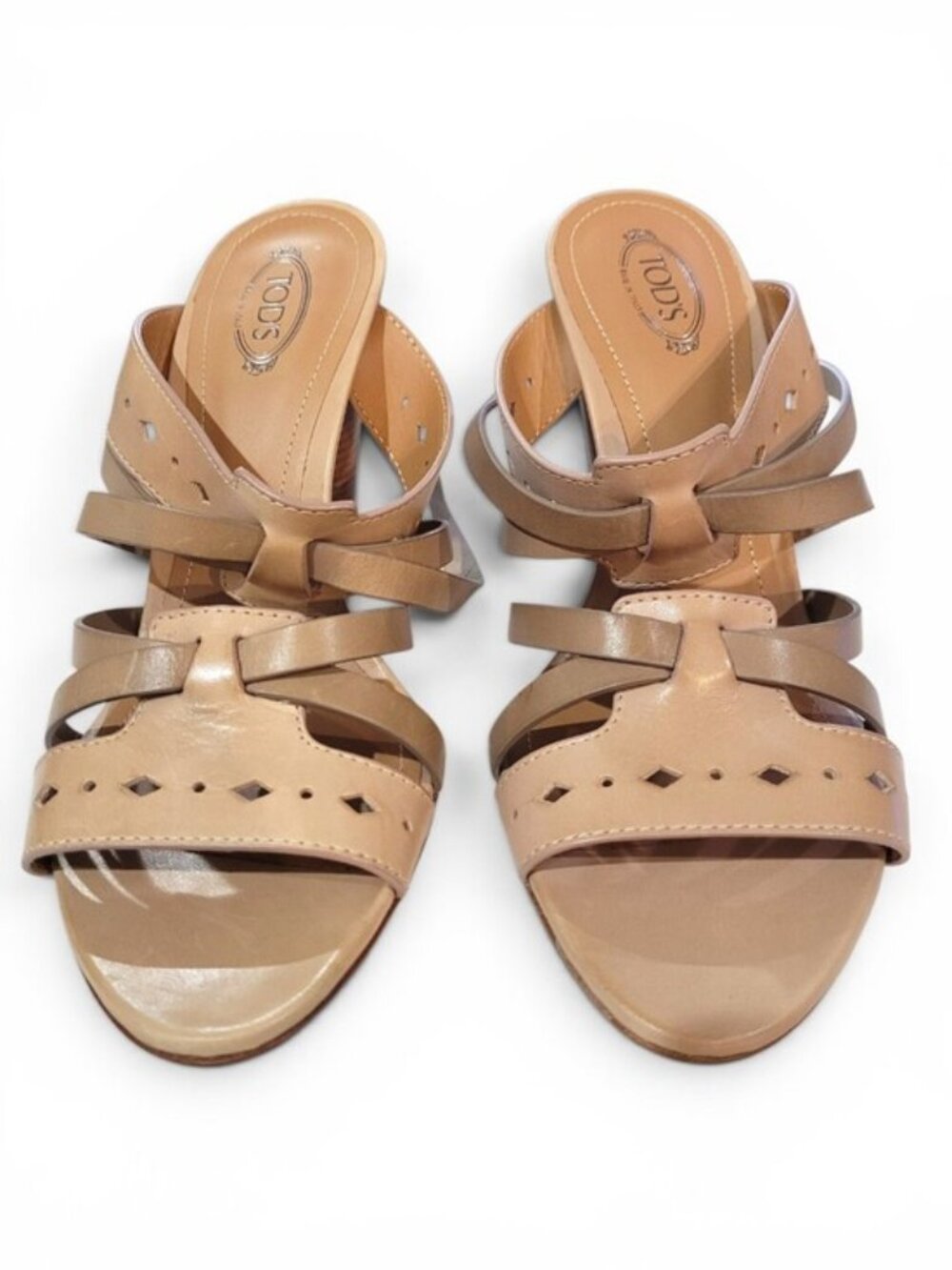 Tod's Tan Leather Wrap Sandals 39